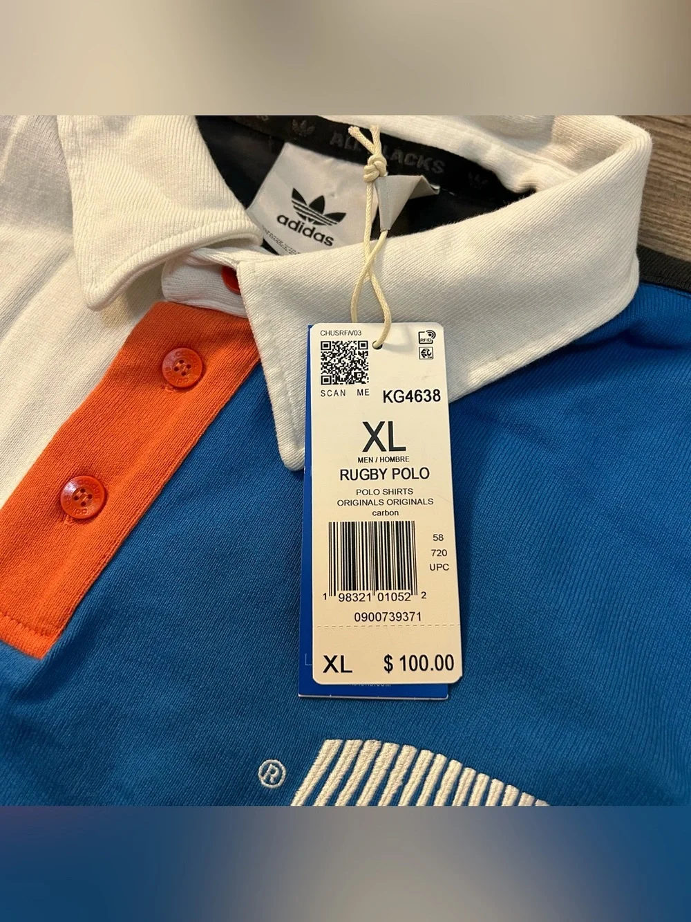 Adidas Originals x All Blacks size XL Rugby Polo Multi-color. KG4638.